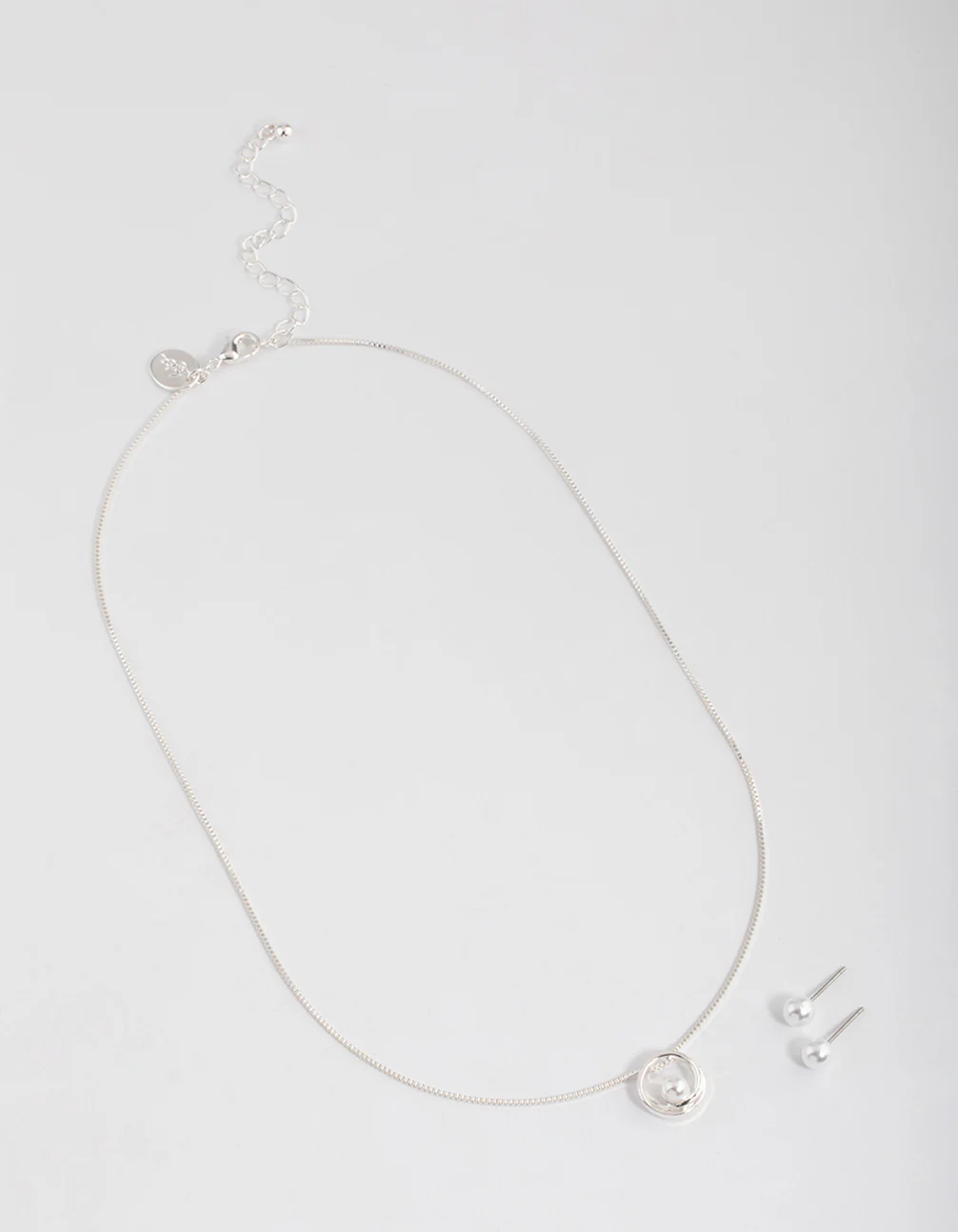 Silver Pearl Open Circle Jewellery Set - Image 2