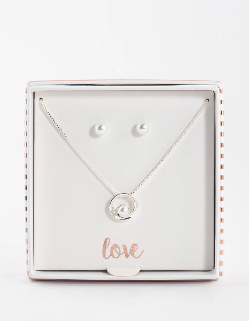 Silver Pearl Open Circle Jewellery Set - Image 4