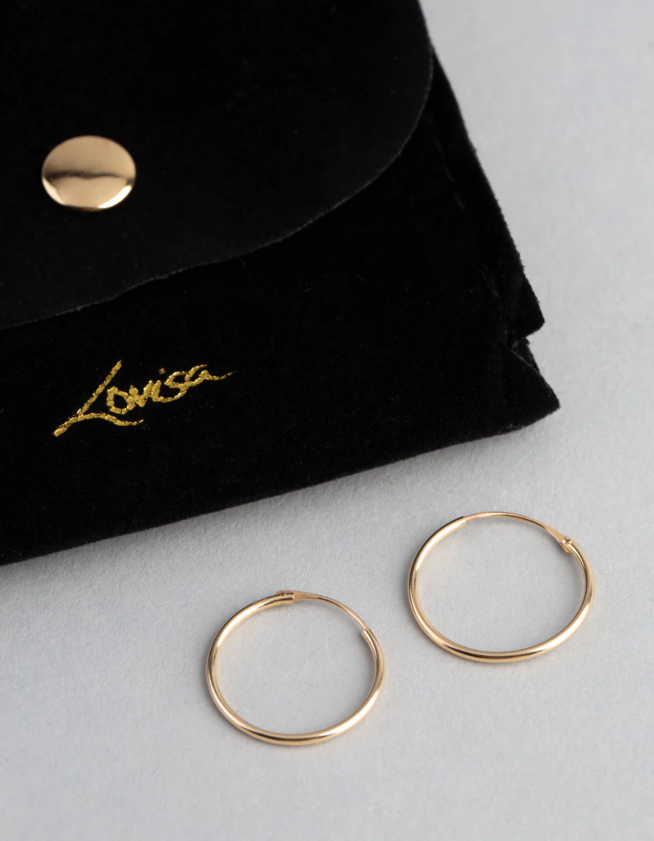 9ct Gold 18mm Fine Hoop Earrings - Image 4