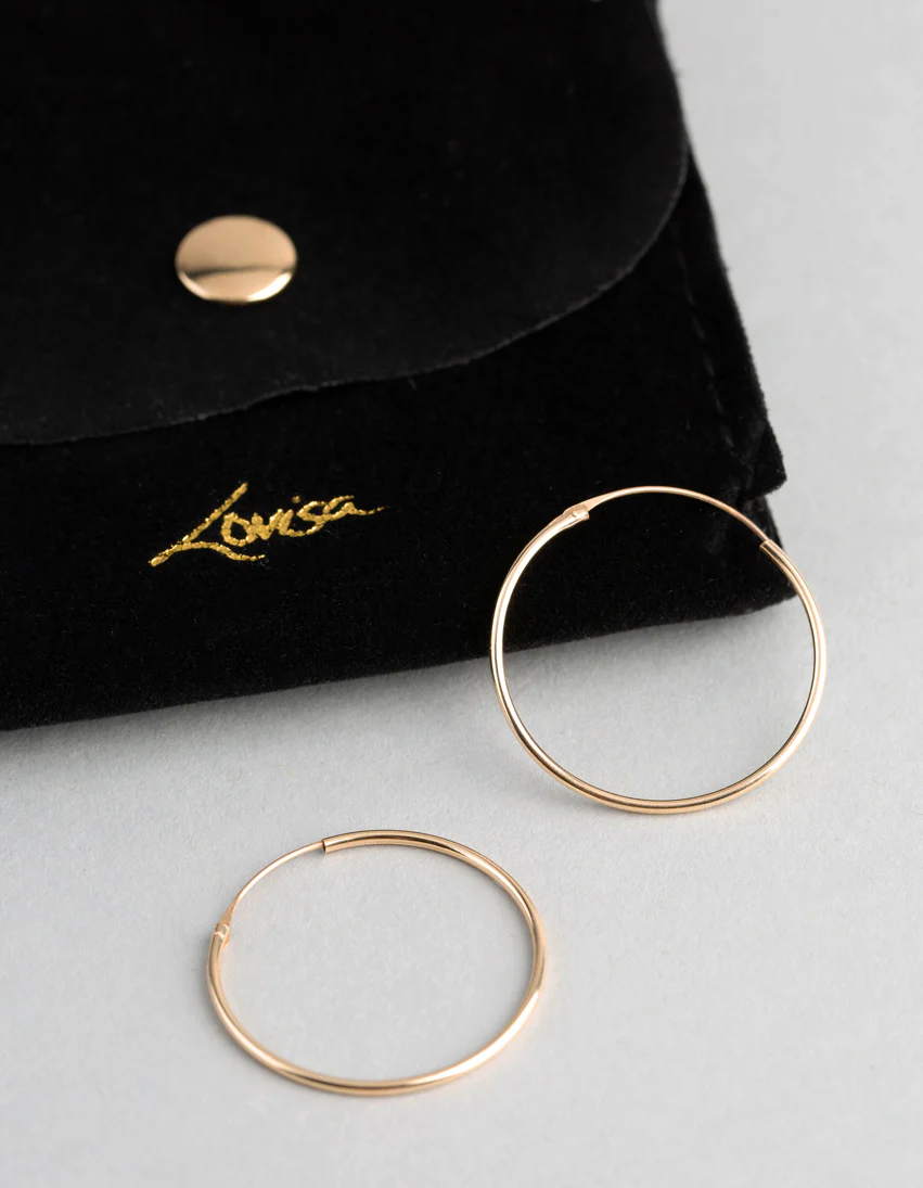 9ct Gold 25mm Fine Hoop Earrings - Image 4