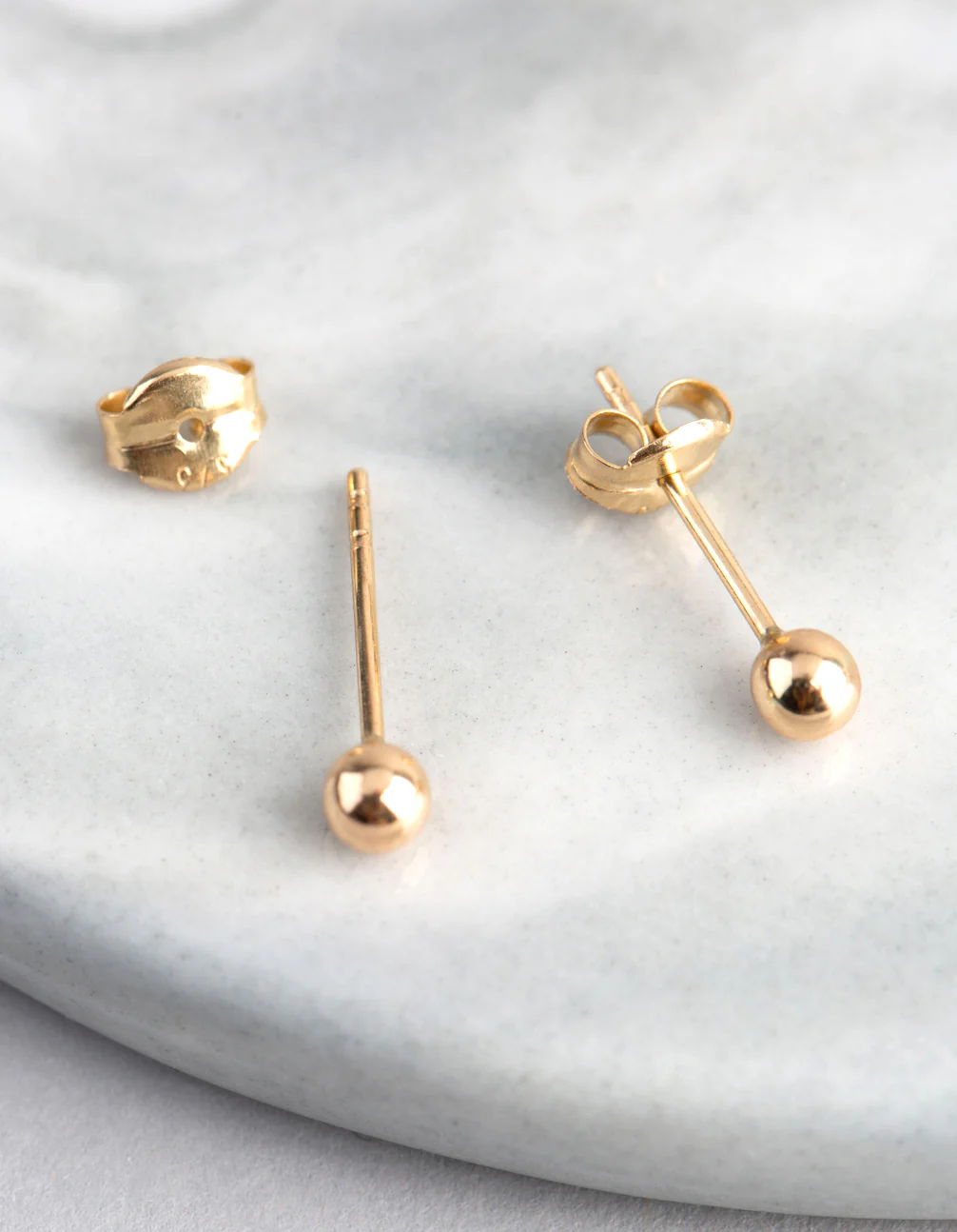 9ct Gold 3mm Polished Ball Stud Earrings - Image 3