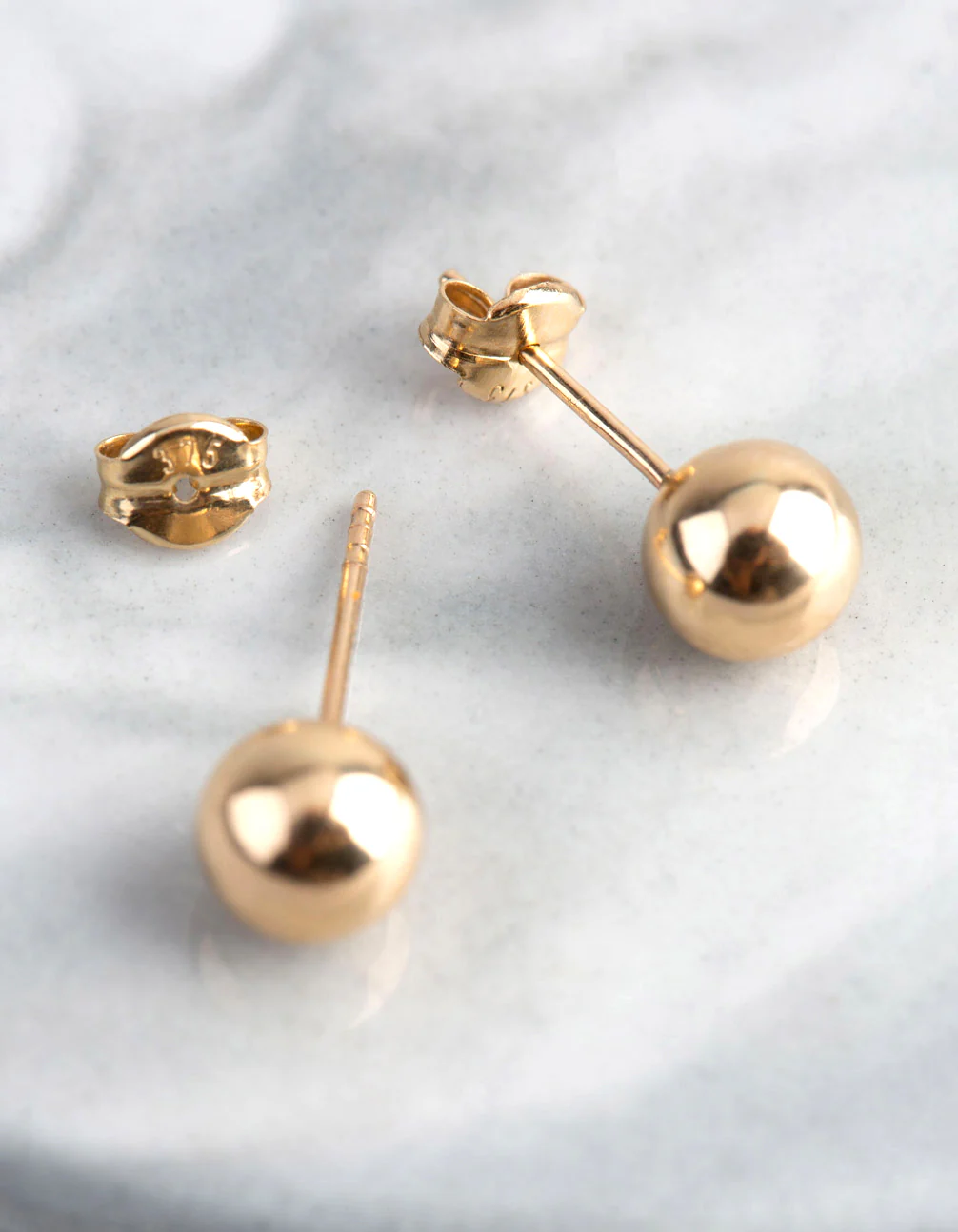 9ct Gold 6mm Polished Ball Stud Earrings - Image 3