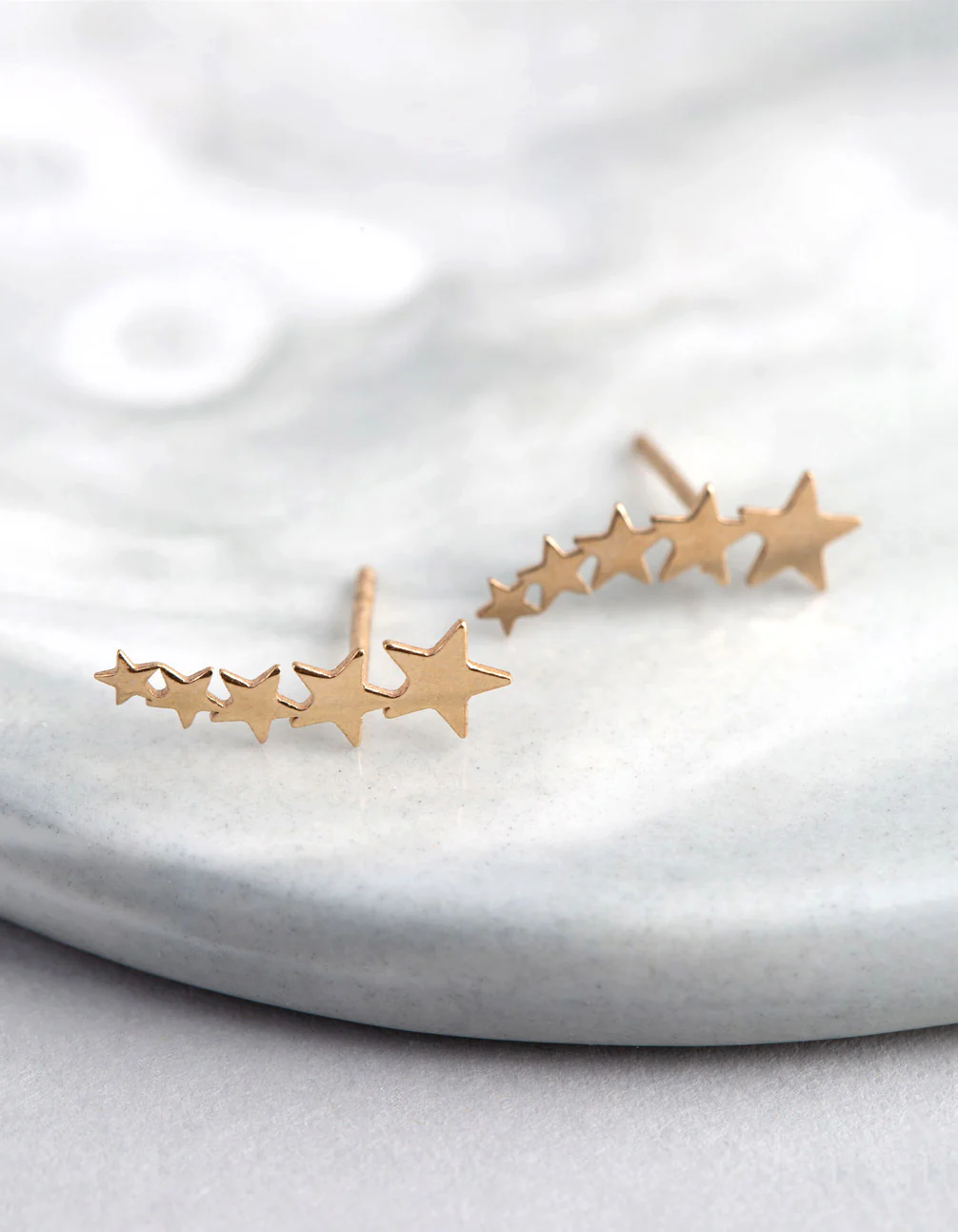 9ct Gold Graduated Star Stud Earrings - Image 2