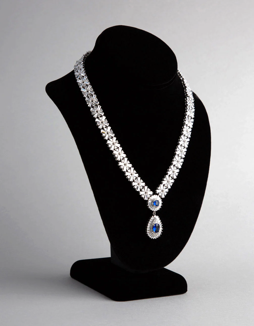 Silver Cubic Zirconia Crown Jewels Necklace - Image 2