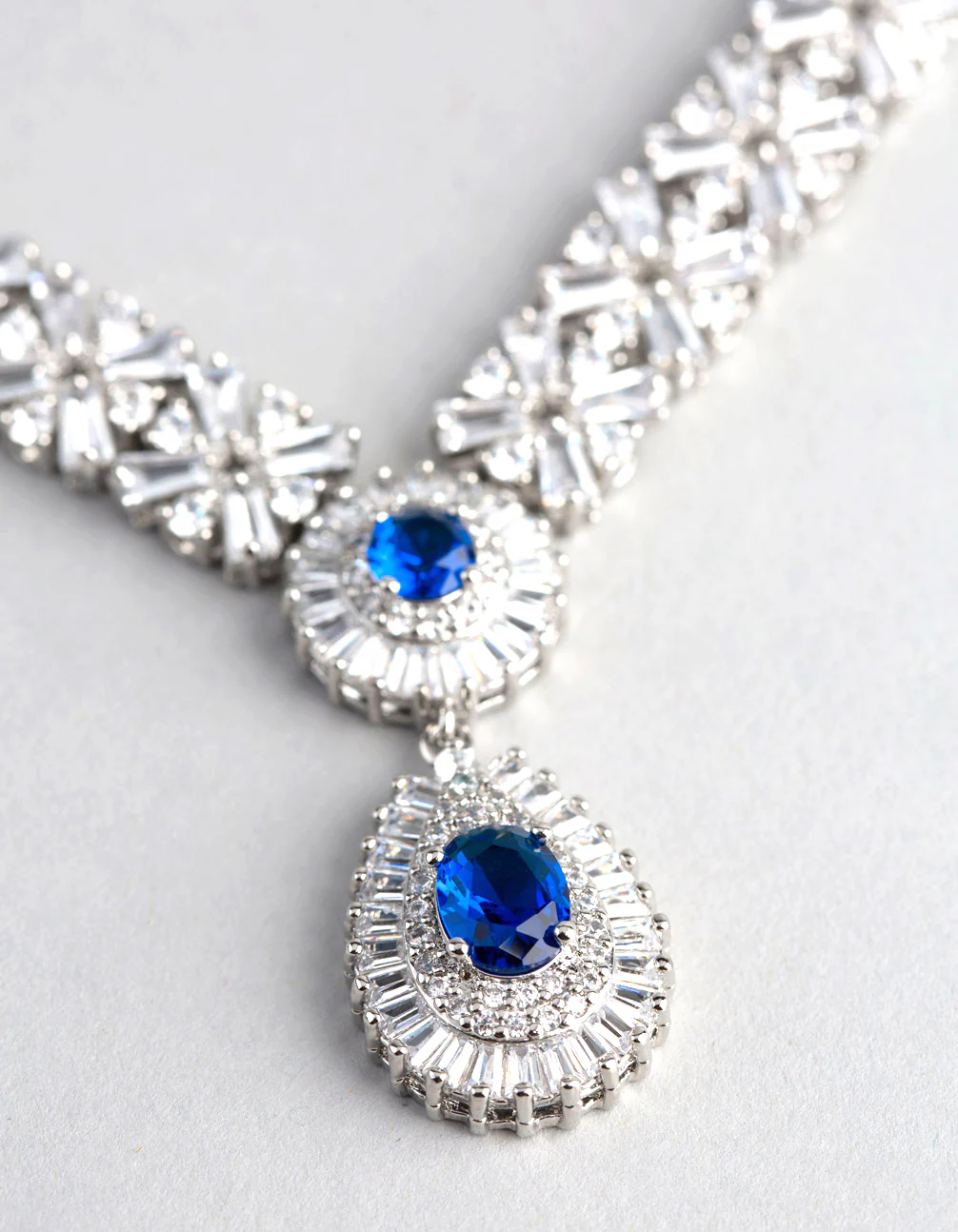 Silver Cubic Zirconia Crown Jewels Necklace - Image 3