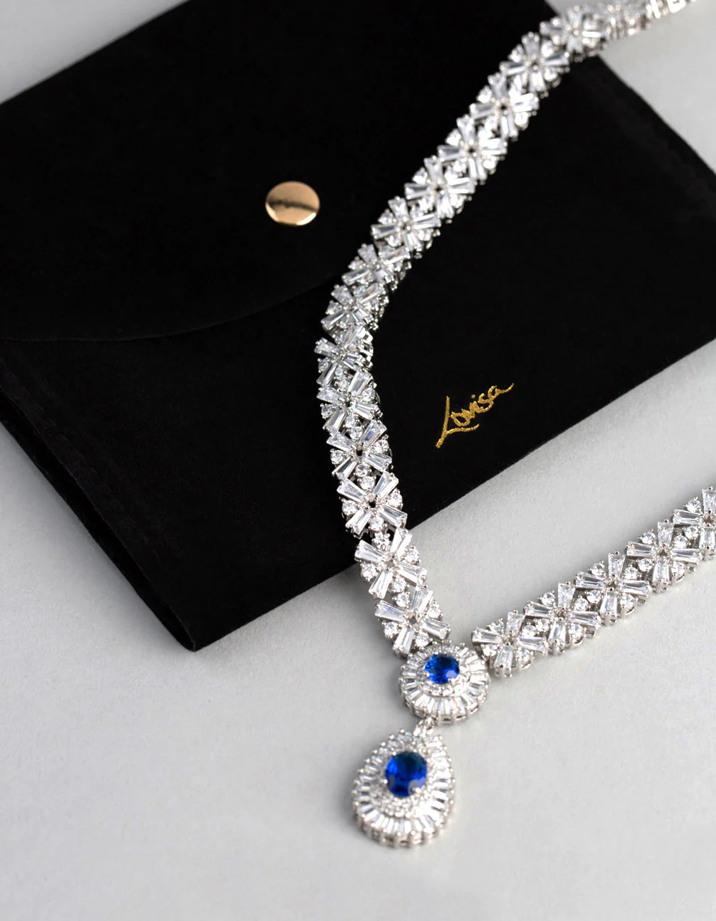 Silver Cubic Zirconia Crown Jewels Necklace - Image 4
