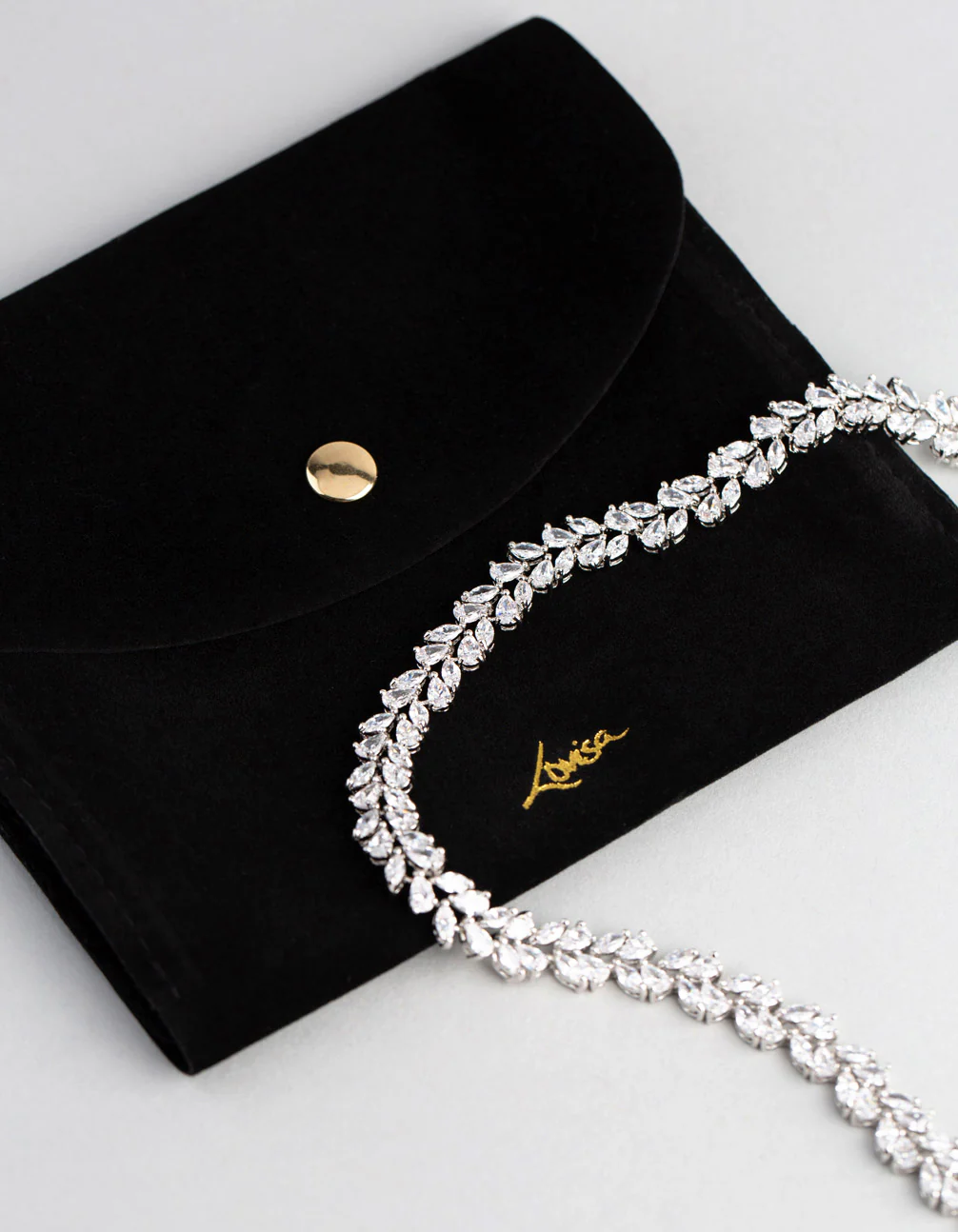 Silver Cubic Zirconia Statement Navette Stone Necklace - Image 4