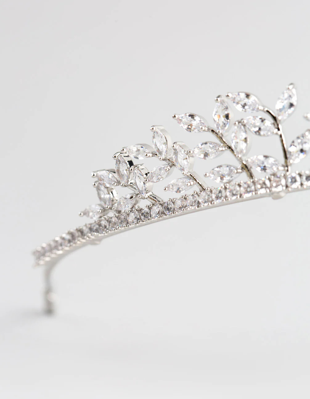 Silver Cubic Zirconia Navette Stone Tiara - Image 2