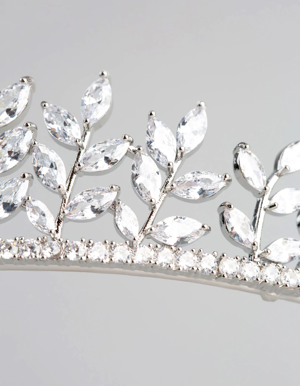 Silver Cubic Zirconia Navette Stone Tiara - Image 3