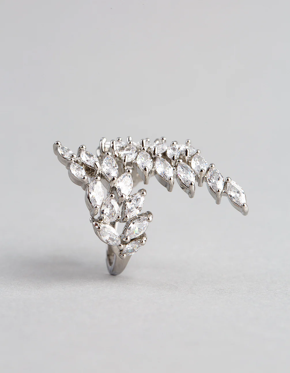 Silver Cubic Zirconia Vine Wrap Ring - Image 3
