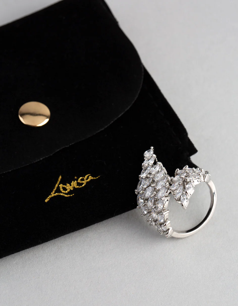Silver Cubic Zirconia Vine Wrap Ring - Image 4