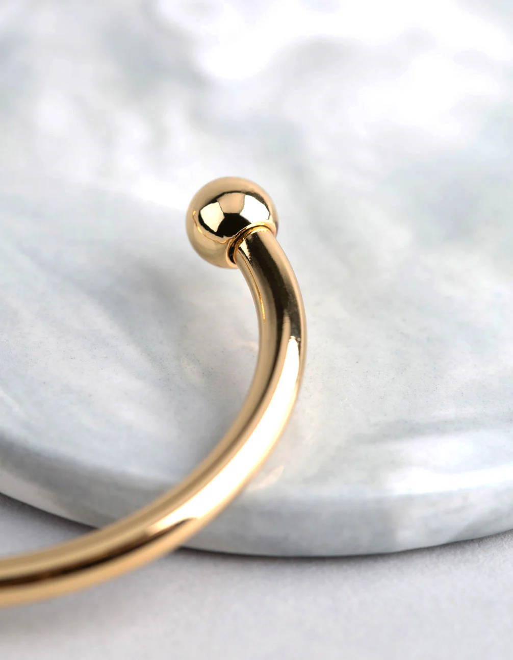 18ct Gold Plated Brass Ball End Cuff Bracelet - Image 3