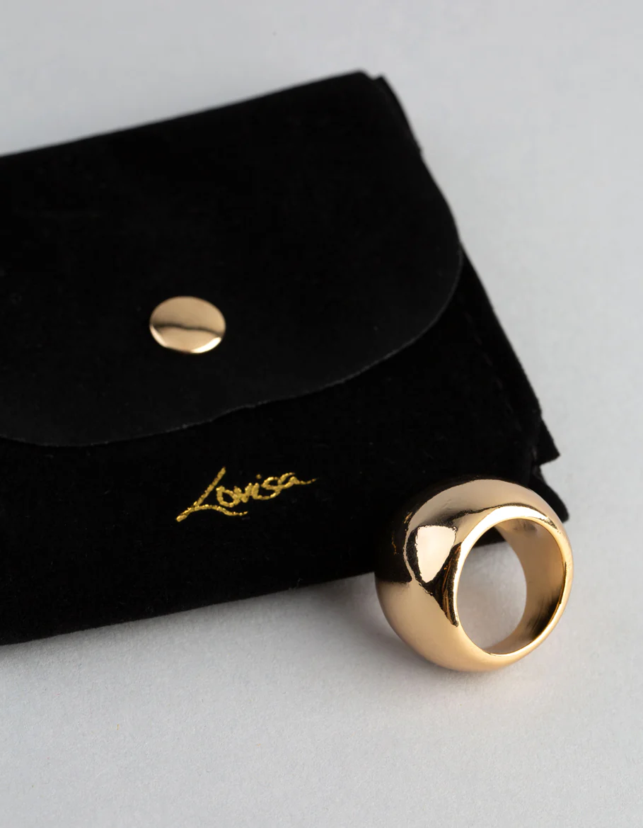 18ct Gold Plated Brass Statement Round Ring - Image 4