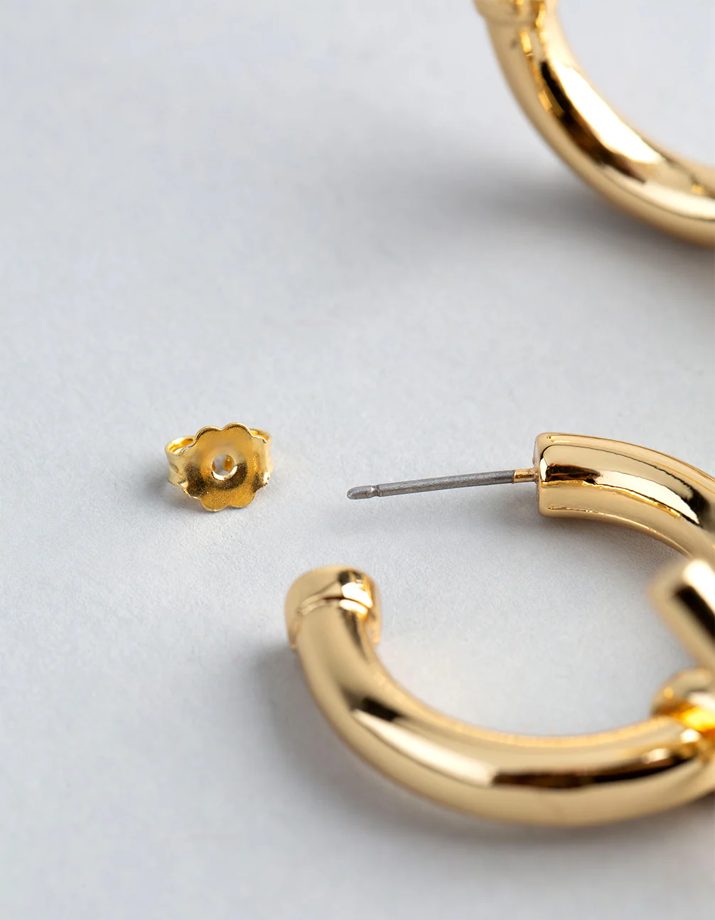 18ct Gold Plated Brass Fob Charm Hoop Earrings - Image 3