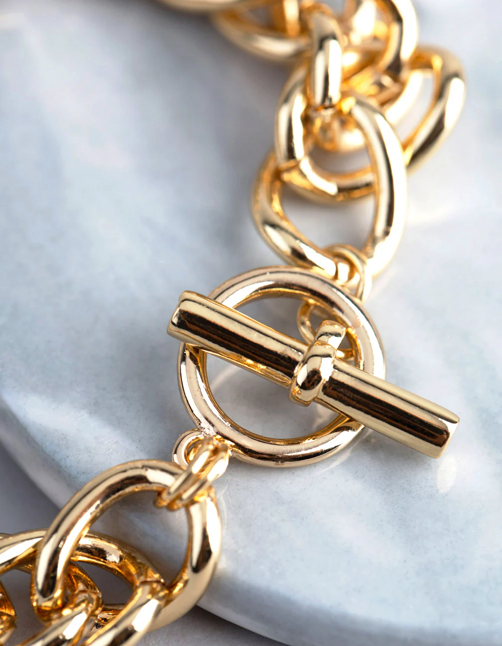 18ct Gold Plated Brass Statement Chain Link T&O Bracelet - Image 2