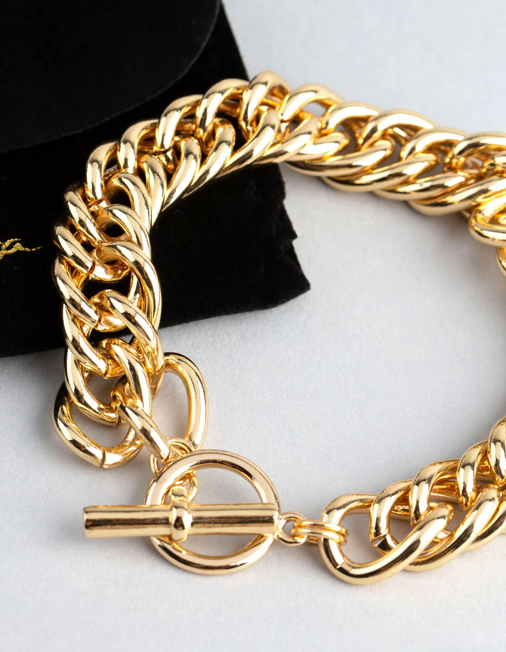 18ct Gold Plated Brass Statement Chain Link T&O Bracelet - Image 4