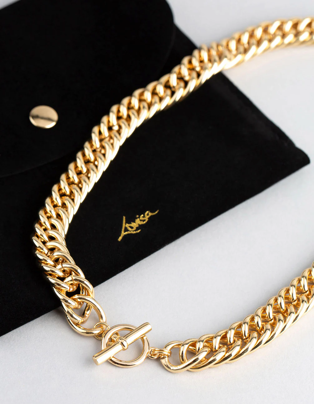 18ct Gold Plated Brass Statement Chain Link T&O Necklace - Image 4
