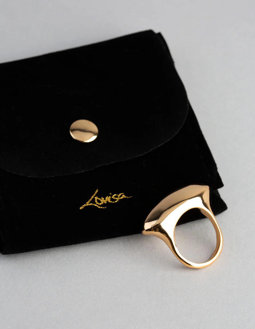18ct Gold Plated Brass Irregular Shape Cocktail Ring - Image 4