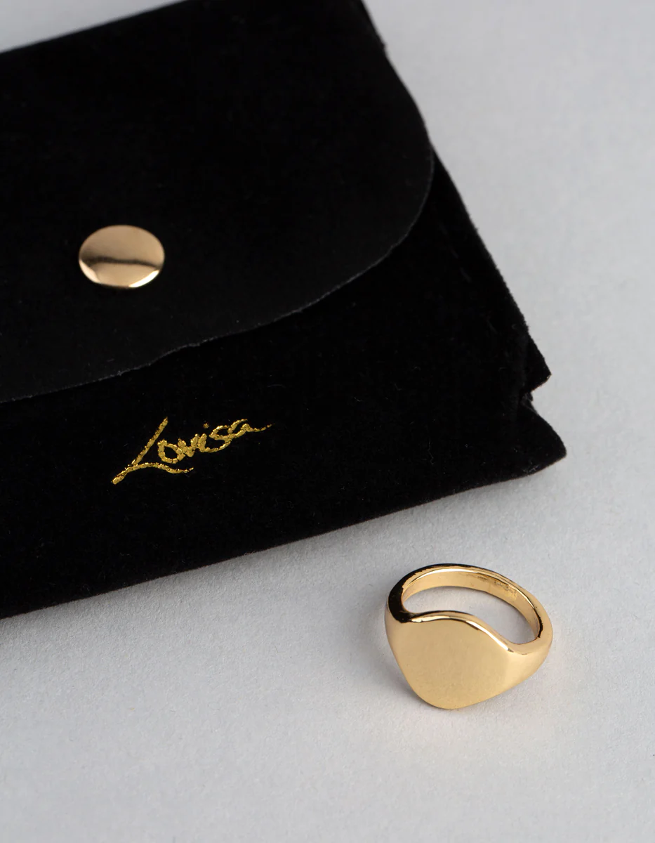18ct Gold Plated Brass Irregular Signet Ring - Image 4