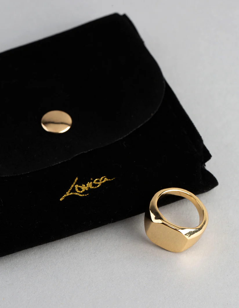 18ct Gold Plated Brass Octagon Signet Ring - Image 4