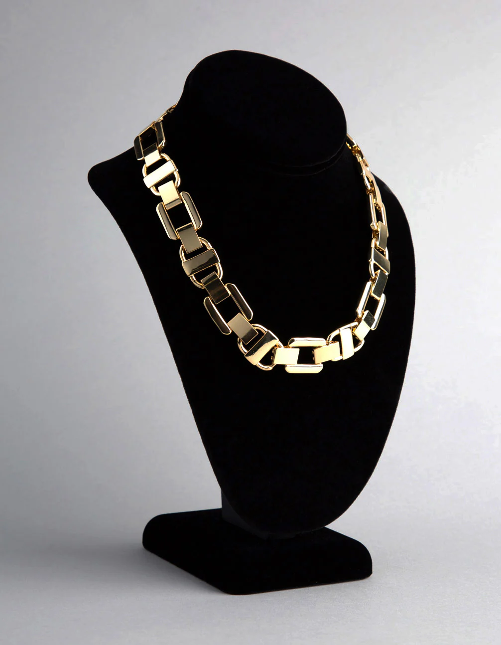18ct Gold Plated Brass Statement Square Chain Link Collar Necklace - Image 2