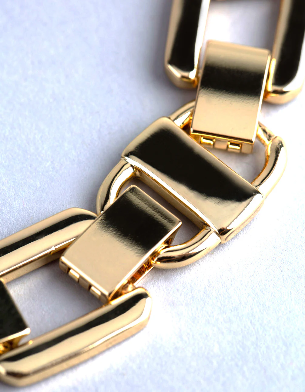 18ct Gold Plated Brass Statement Square Chain Link Collar Necklace - Image 3