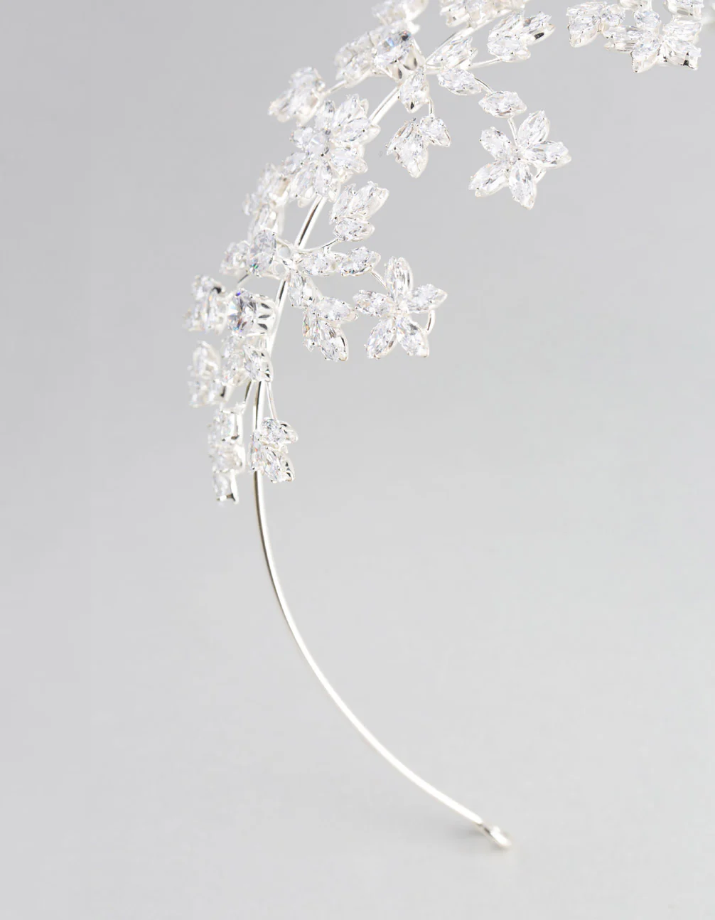 Silver Cubic Zirconia Flower Hair Drape - Image 2