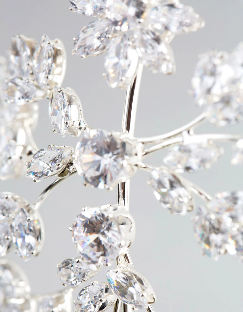 Silver Cubic Zirconia Flower Hair Drape - Image 3