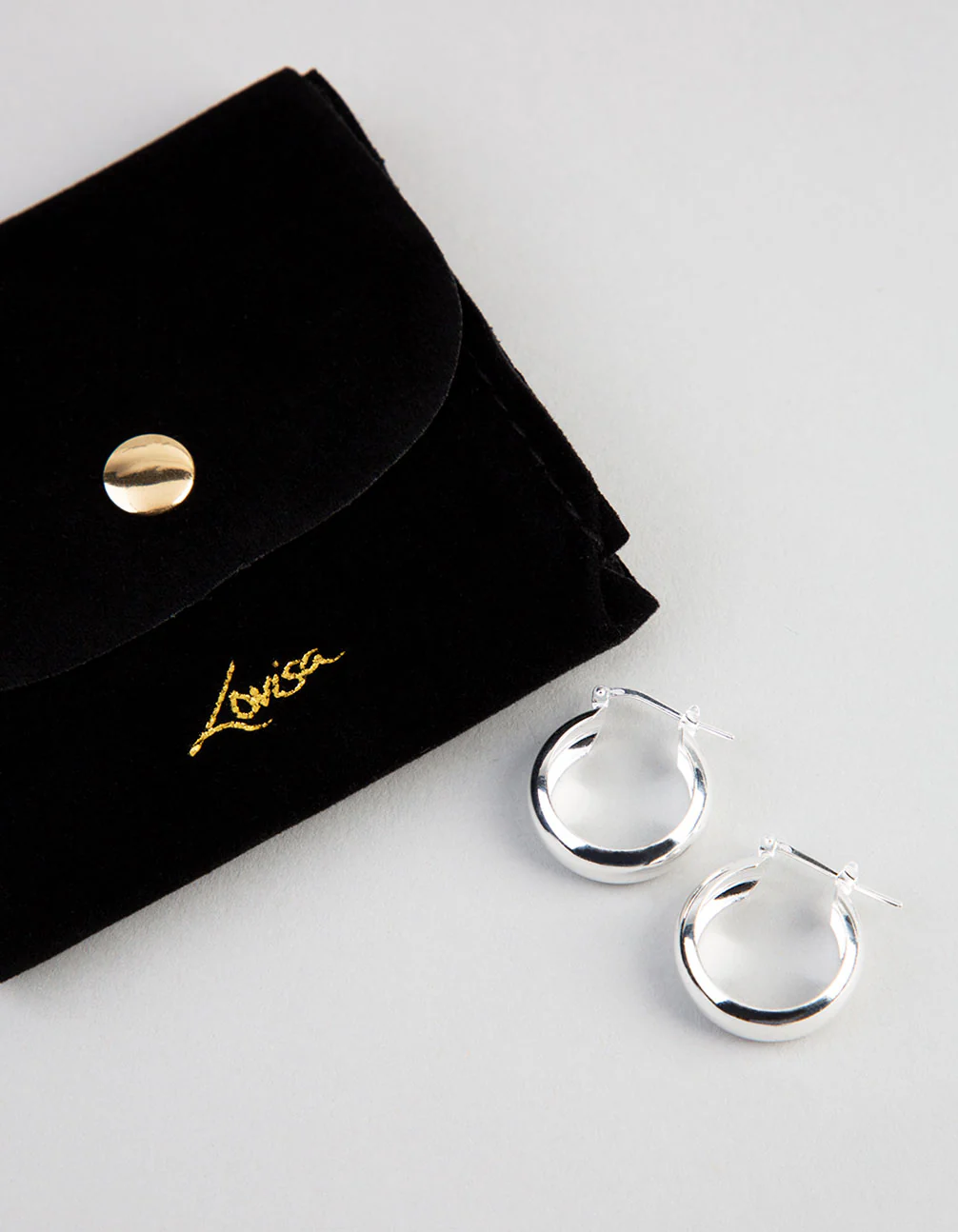 Sterling Silver Small Wide Hoop Earrings - Image 4