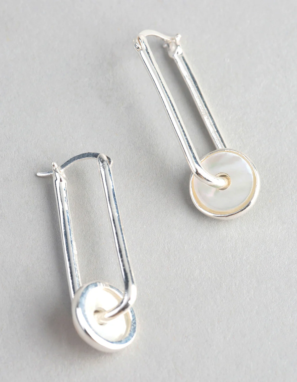 Sterling Silver Mother of Pearl Disc Drop Earrings - Image 2