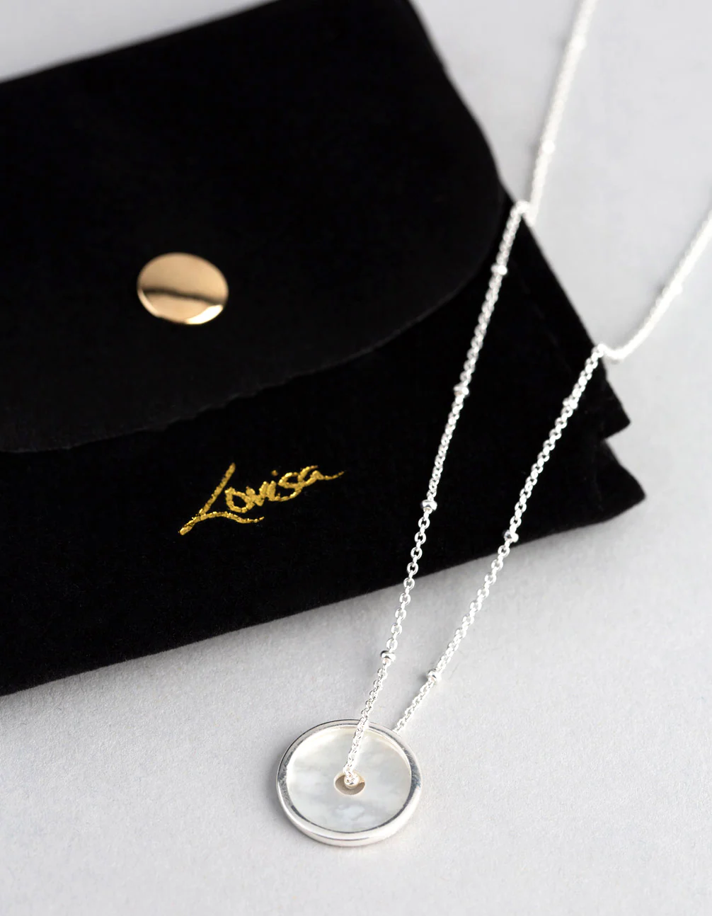 Sterling Silver Mother of Pearl Disc Satellite Chain Necklace - Image 4