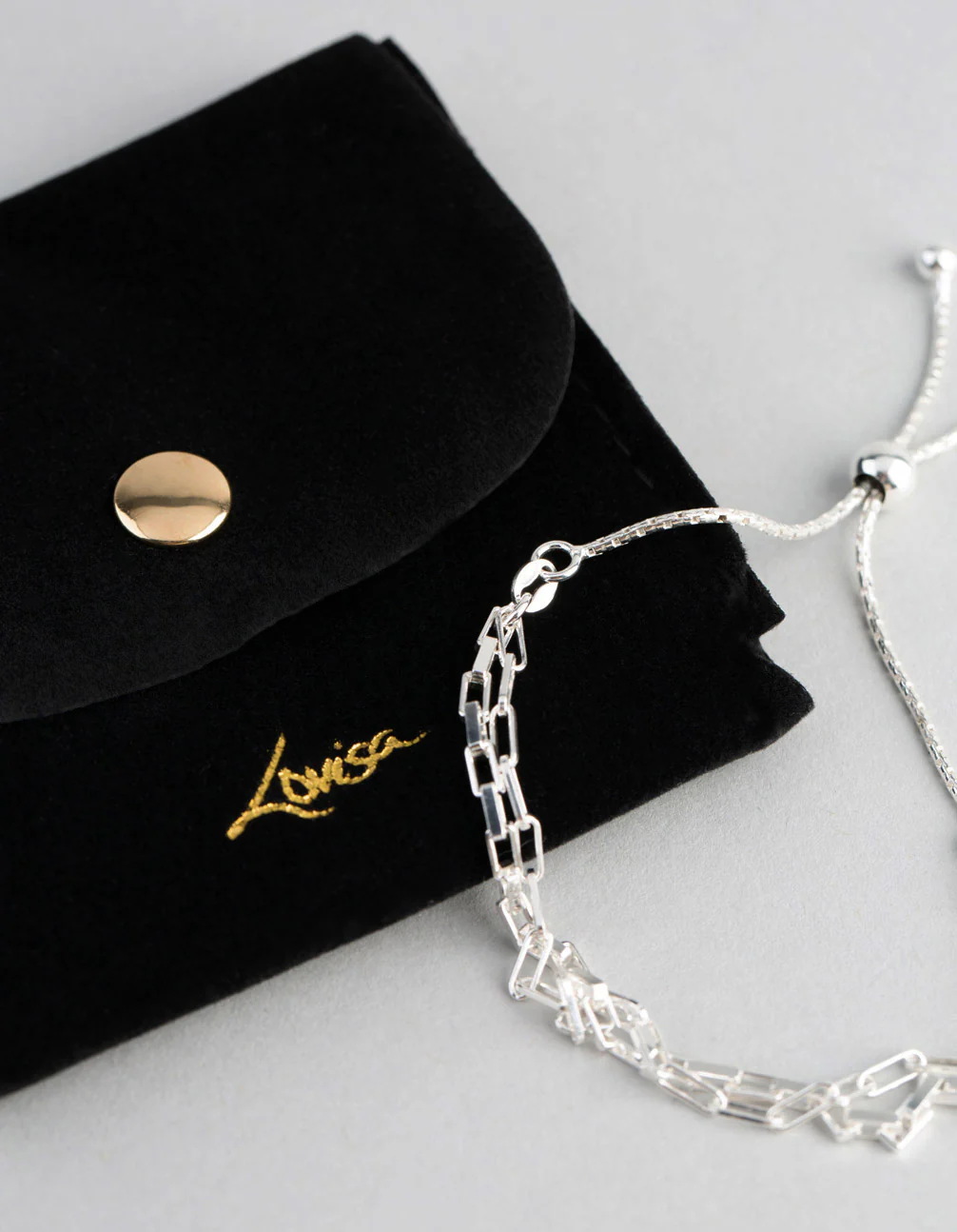 Sterling Silver 2 Row Rectangle Chain Toggle Bracelet - Image 4