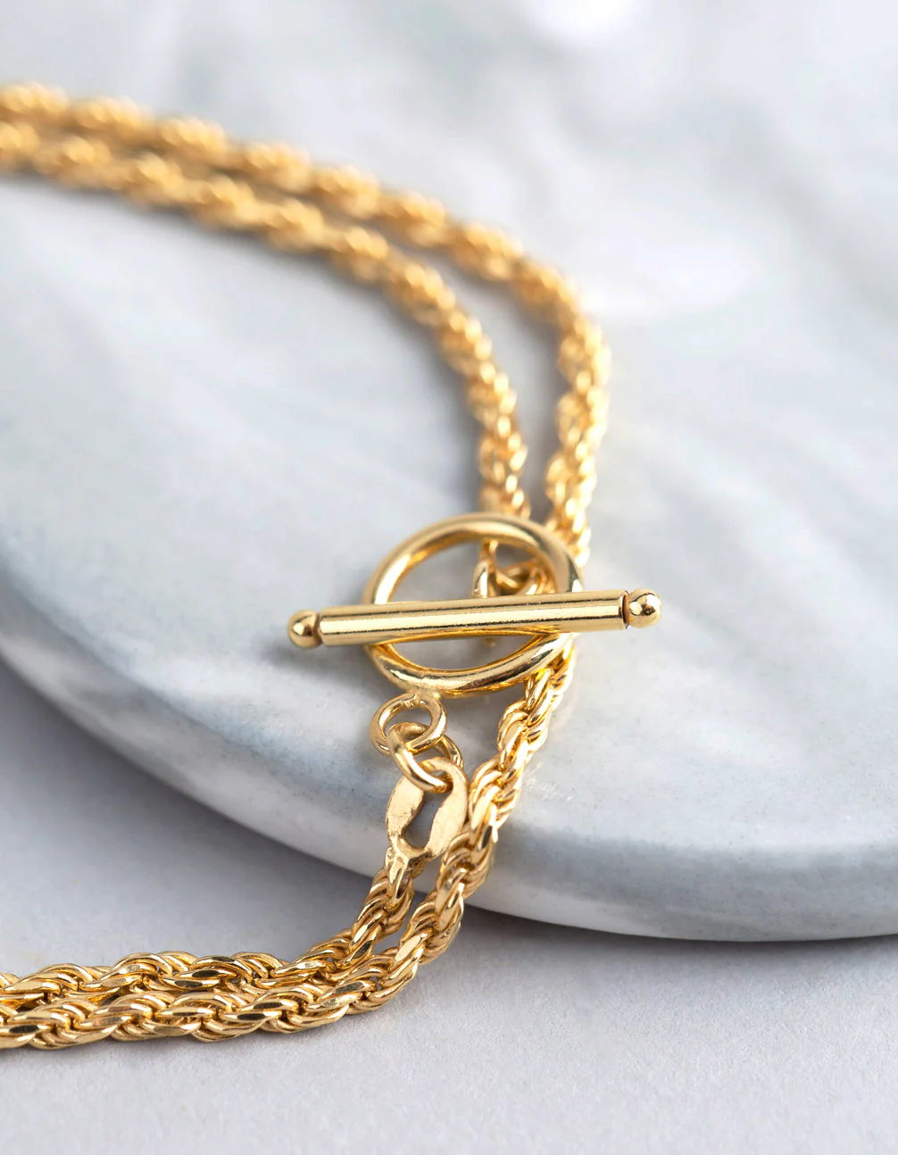 Gold Plated Sterling Silver Rope Chain T&O Wrap Bracelet - Image 2