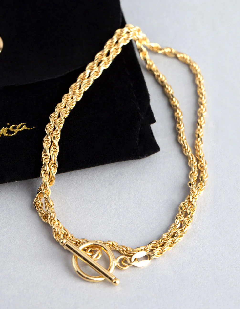 Gold Plated Sterling Silver Rope Chain T&O Wrap Bracelet - Image 4