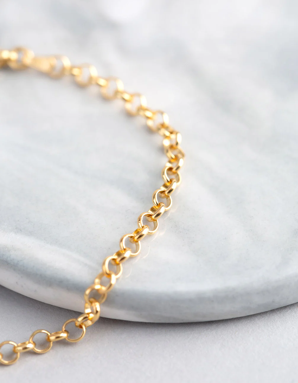 Gold Plated Sterling Silver Rolo Chain Bracelet - Image 2
