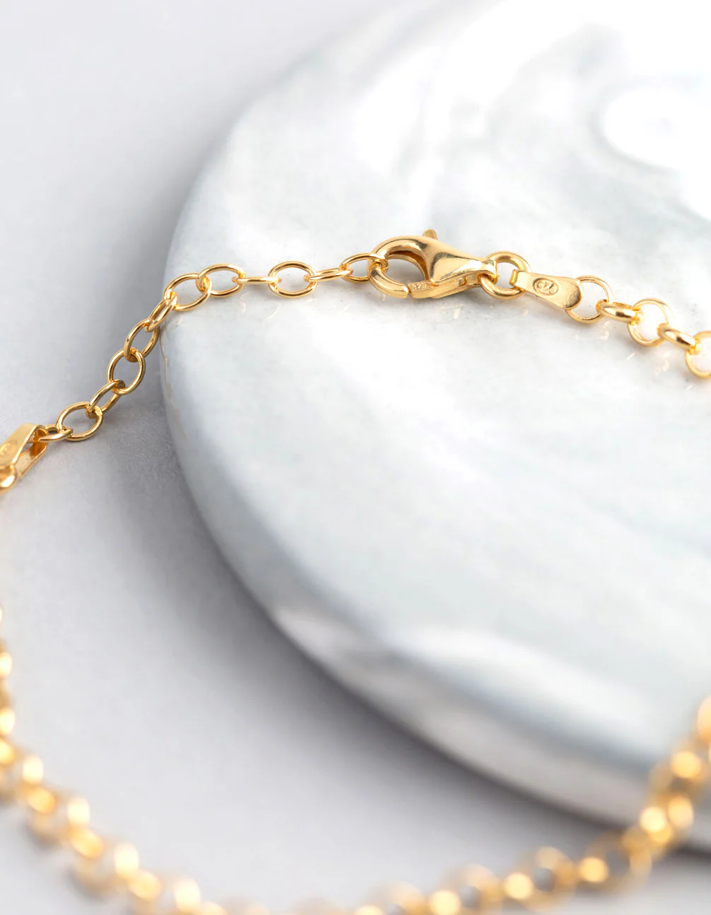 Gold Plated Sterling Silver Rolo Chain Bracelet - Image 3