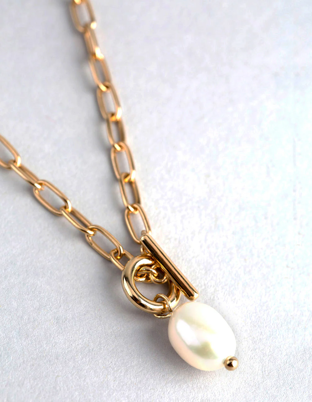 Gold Plated Sterling Silver Freshwater Pearl T&O Necklace - Image 3