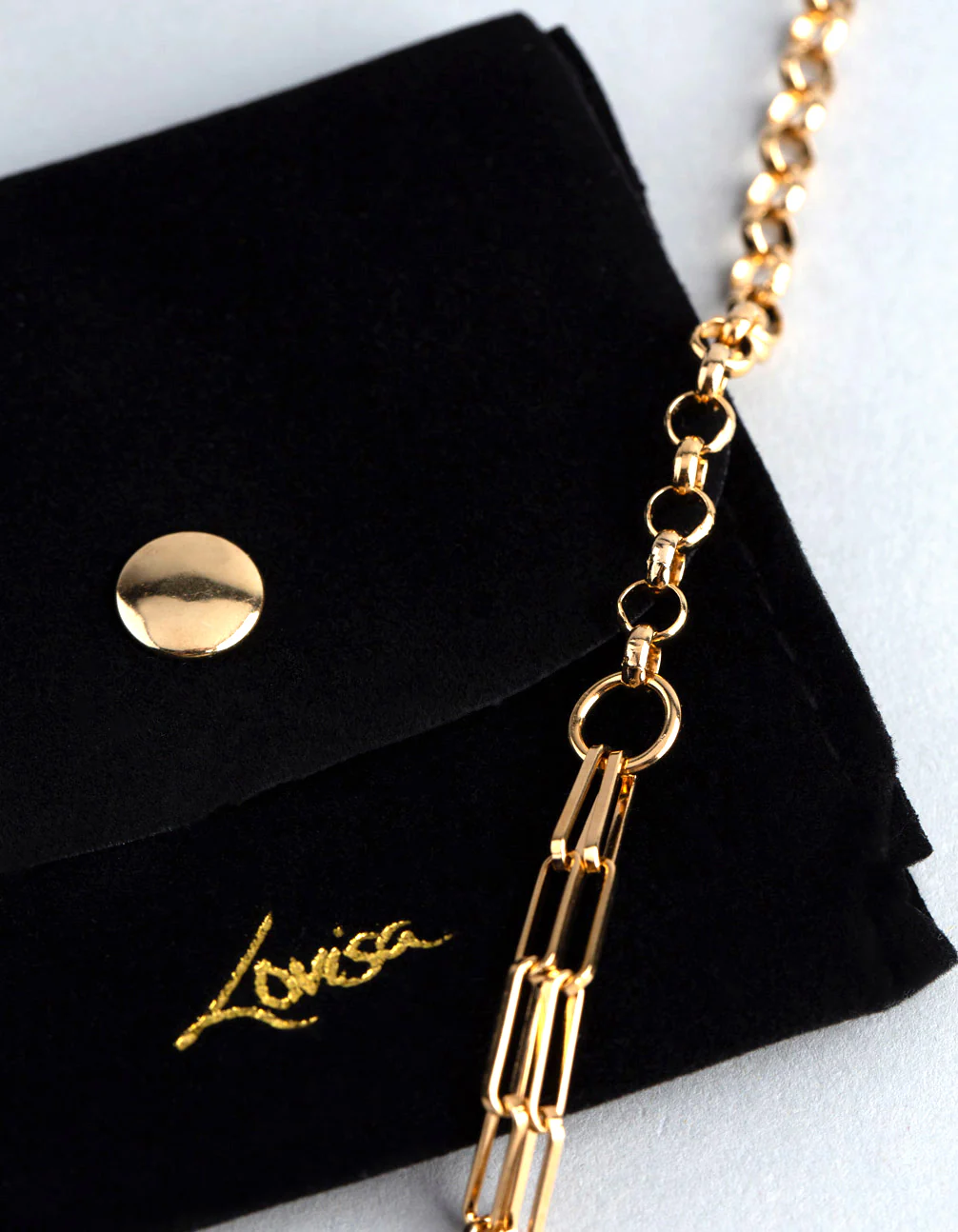 Gold Plated Sterling Silver Half & Half Chain Bracelet - Image 4