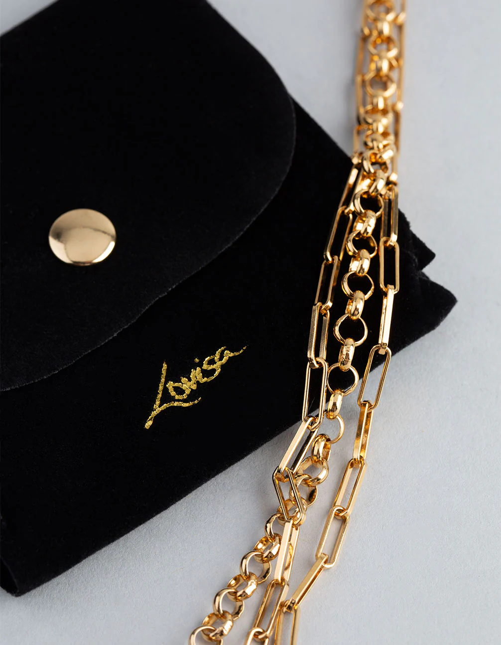 Gold Plated Sterling Silver Half & Half Chain Necklace - Image 4