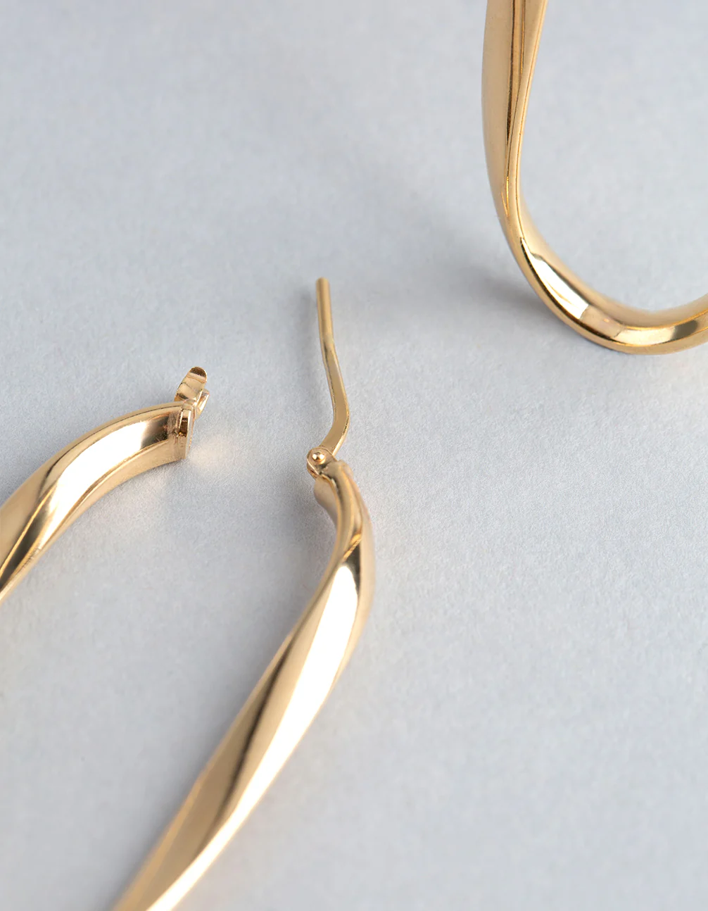 Gold Plated Sterling Silver Oval Twist Hoop Earrings - Image 3