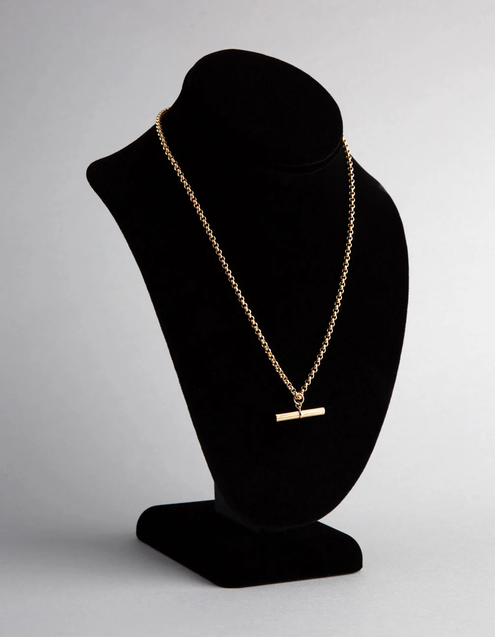 Gold Plated Sterling Silver Rolo Chain Fob Necklace - Image 2