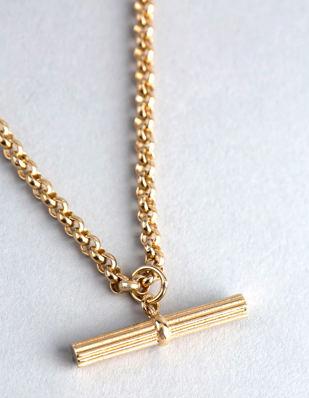 Gold Plated Sterling Silver Rolo Chain Fob Necklace - Image 3