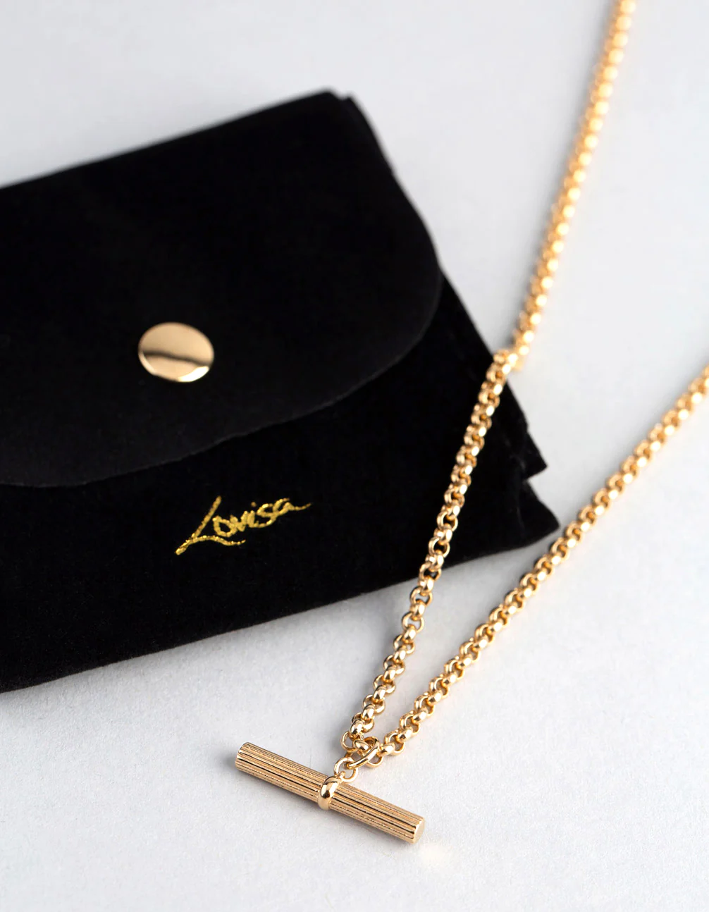 Gold Plated Sterling Silver Rolo Chain Fob Necklace - Image 4