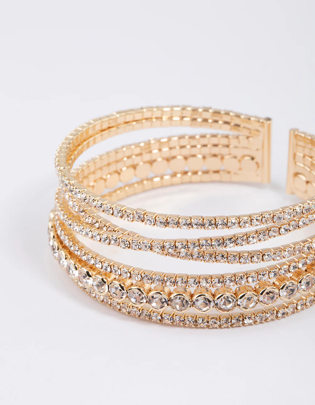 Gold Criss Cross Circle Cup Chain Bangle - Image 3