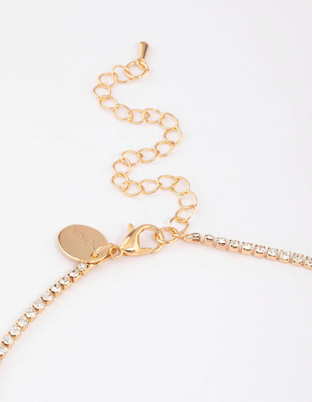 Gold Diamante Leaf Pointed Earrings & Necklace Set - Image 3