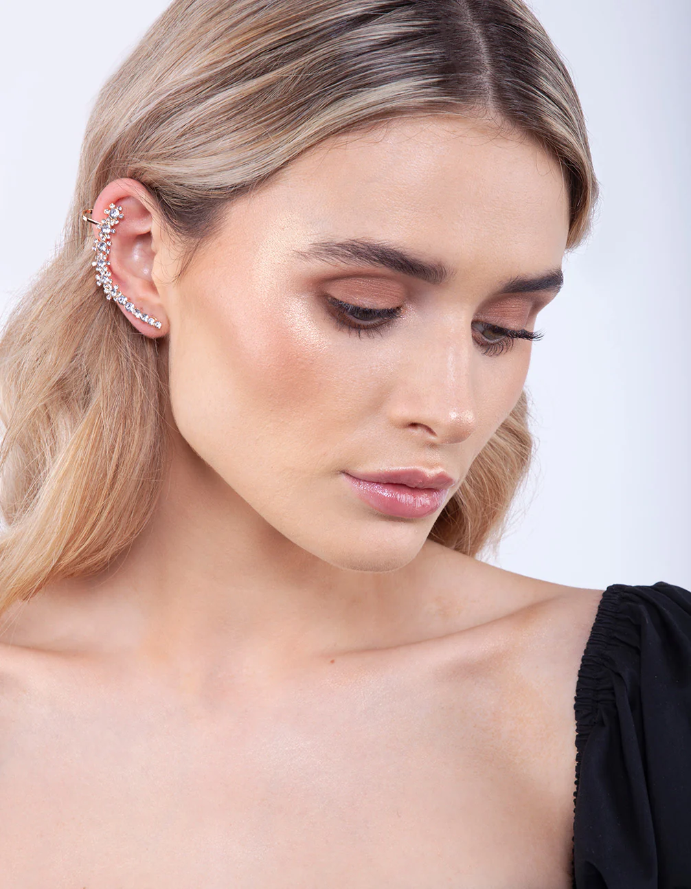 Gold Flower Double Cuff Earrings - Image 2