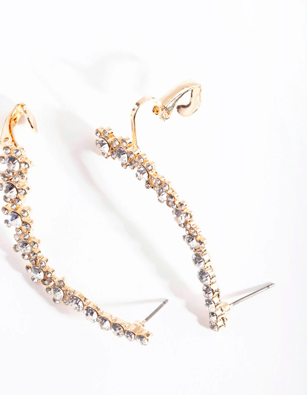 Gold Flower Double Cuff Earrings - Image 3