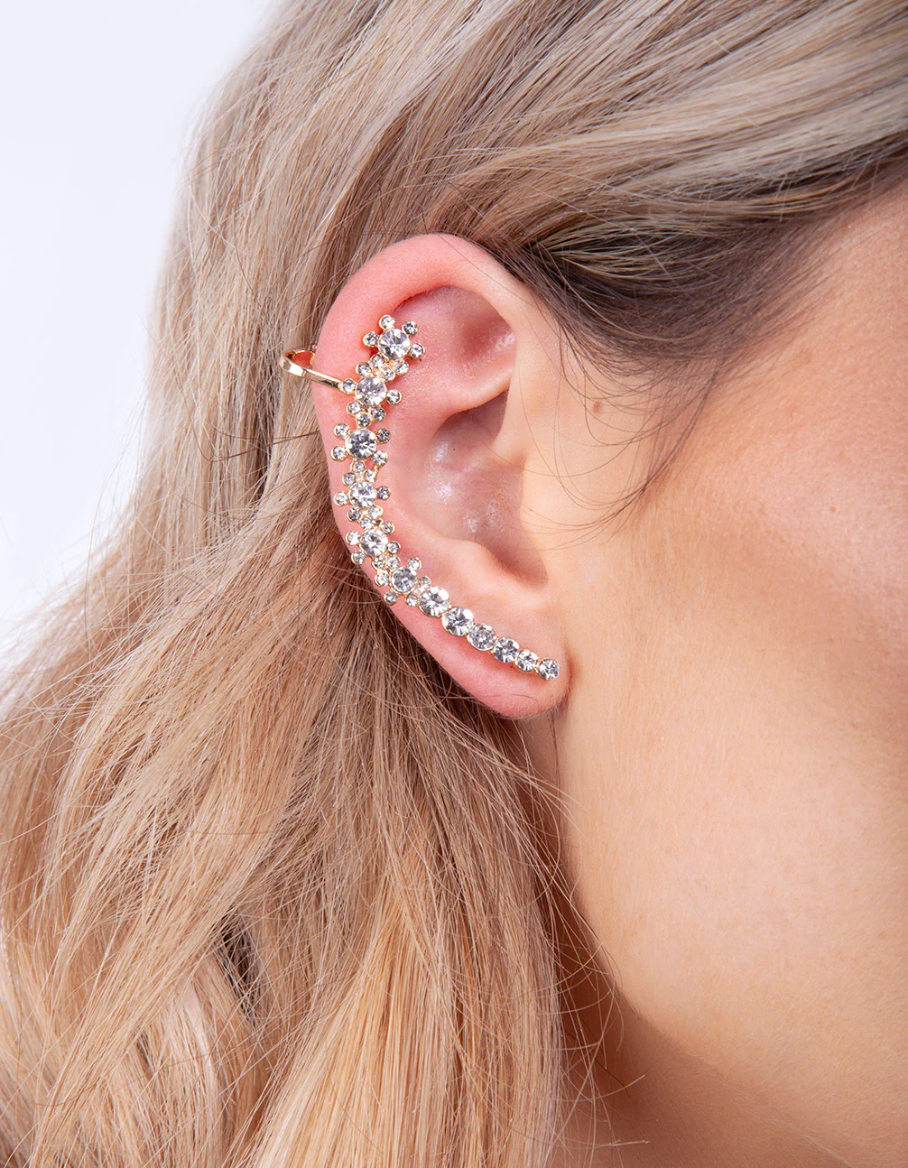 Gold Flower Double Cuff Earrings - Image 4