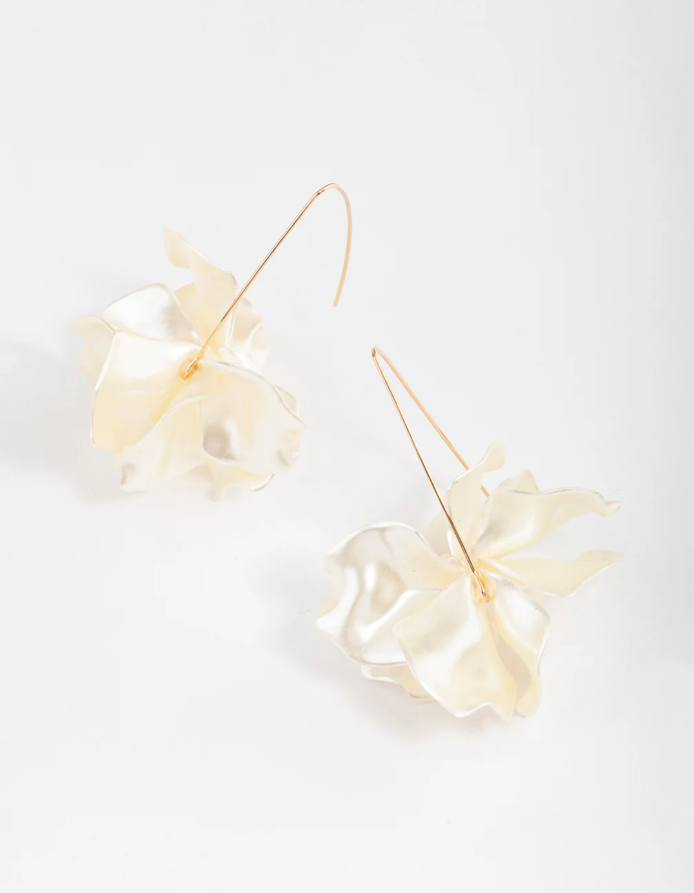 Gold Frosted Flower Drop Earrings - Image 2