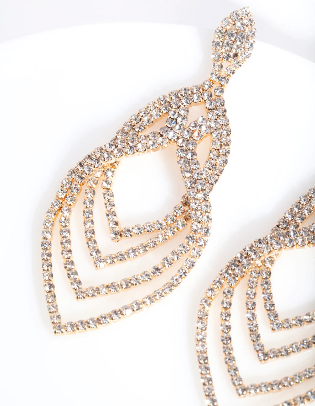 Gold Layered Tiered Drop Earrings - Image 2